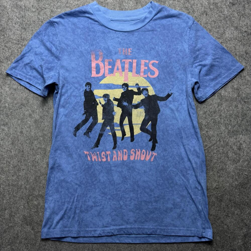 The Beatles Shirt Mens Small Blue Twist And Shout Graphic Band Tee Music